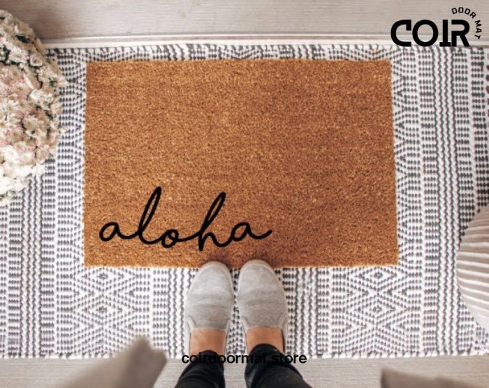 Aloha Hand Painted Doormat Coir Doormat Welcome Mat Front Door Mat Entryway Rug Housewarming Gift Beach Doormat Front Porch Decor Under 50