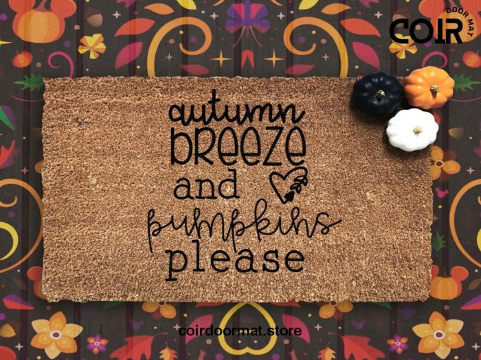 Autumn Breeze and Pumpkin Doormat - Pumpkin - Seasonal Coir Mat - Fall - Autumn - Housewarming Gift - Fall Decor