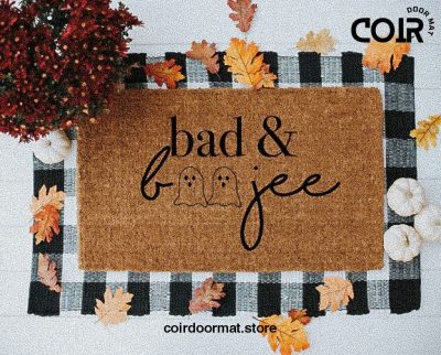 Bad and Boojee, Halloween Doormat, Fall Doormat, Fall Decor, Funny Doormat, Gifts for her, Ghost, Boujee, Under 50, Entryway, Welcome Mat