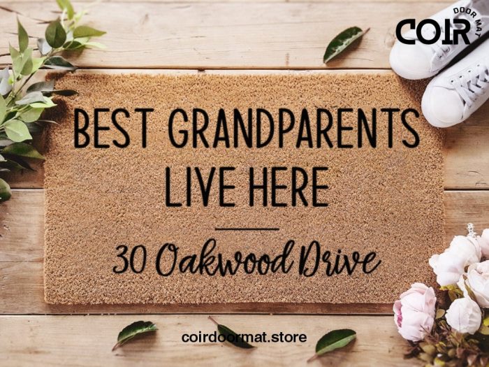 Best Grandparents Live Here - Custom Welcome Mat - Personalized Doormat - Home Address - Grandparent Christmas Gift Ideas - Family Mat