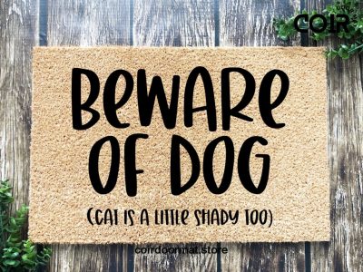 Beware Of Dog Doormat Rug, Funny Doormat, Custom Door Mat, Personalized Doormat, Housewarming Gift, Funny Gift, Dog Lover, Porch Decor