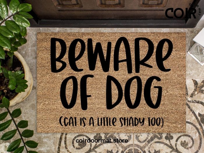 Beware Of Dog Doormat Rug, Funny Doormat, Custom Door Mat, Personalized Doormat, Housewarming Gift, Funny Gift, Dog Lover, Porch Decor