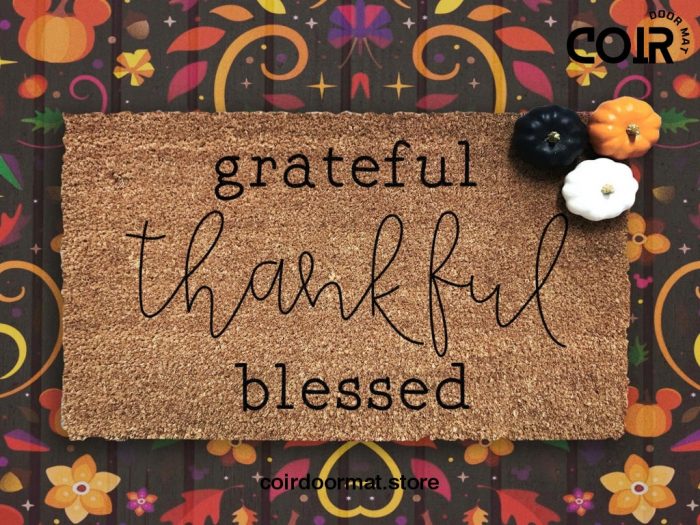 Blessed Doormat - Seasonal Coir Mat - Fall Decor - Autumn - Housewarming Gift - Fall Decor - Porch Decor - Thankful