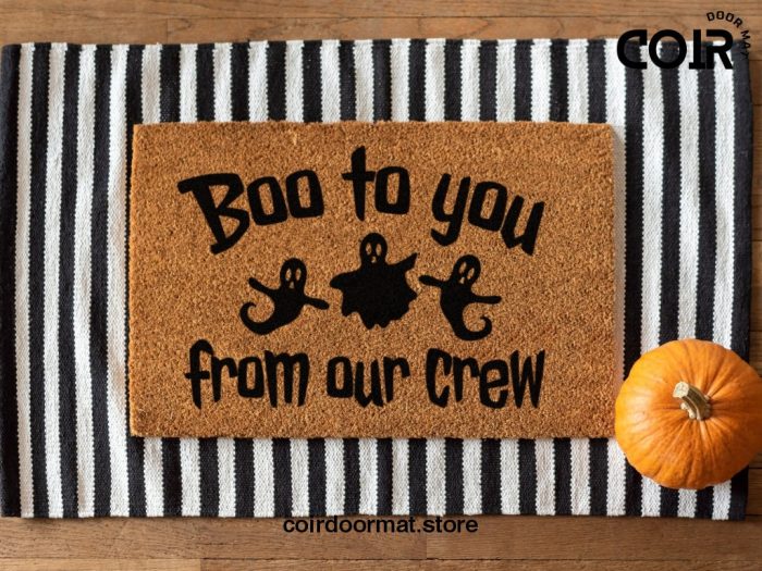 Boo To You Doormat - Halloween Decor - Boo To You From Our Crew - Funny Welcome Mat - Fall Decor - Halloween Porch Decorations - Boo Doormat