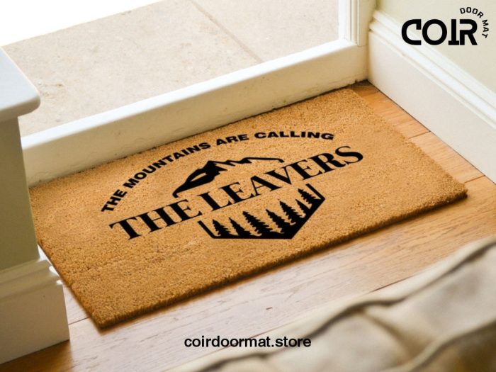 Camping Door Mat - The Mountains Are Calling - Personalized Camper Doormat - Custom Name Door Mat - Camping Welcome Mat - Travel