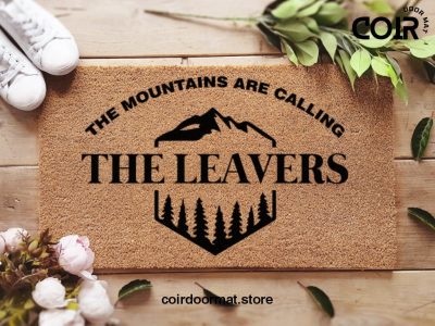 Camping Door Mat - The Mountains Are Calling - Personalized Camper Doormat - Custom Name Door Mat - Camping Welcome Mat - Travel