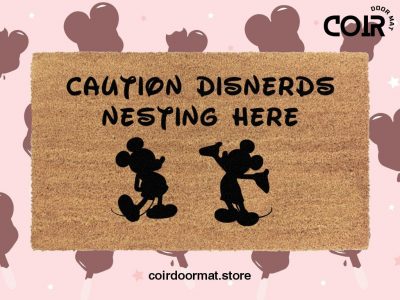 Caution Disnerds Nesting Here Doormat - Mickey Icons - Coir Welcome Mat - Disney Inspired Home Decor - Housewarming Gift