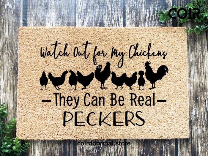 Chicken Doormat, Welcome To Our Coop Doormat, Chicken Decor, Chicken Door Mat, We're All Cluckin Crazy, Funny Doormat, Farm Decor