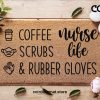 Coffee Scrubs & Rubber Gloves Doormat - Nurse Gift - Welcome Mat - New home Gift - House Warming Decorations - Gift For Nurse