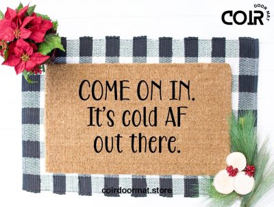 Come on in, it's cold AF out there, doormat, welcome mat, funny doormat, winter decor, holiday decor, Christmas doormat, under 55, gifts for