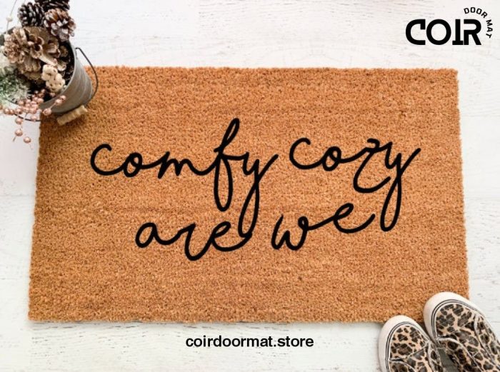 Comfy Cozy Are We, Welcome Mat, Doormat, Entryway Rug, Front Porch Decor, Christmas Decor, Holiday Decor, Under 50, Winter Decor, Christmas