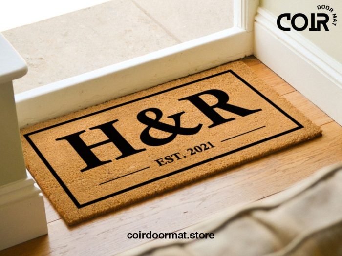 Custom Bordered Initial Doormat - Monogram Surname - Doormat Personalized - Custom Doormat - Closing Gift - Wedding Gift - Christmas Gift