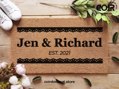 Custom Engagement Doormat - New Couple Doormat - Custom Name Mat - Personalized Porch Decor - Wedding Gift - Newlywed Gift - Engagement Gift