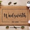 Custom Family Surname Doormat - Personalized Calligraphy Doormat - Customized Name Welcome Mat - Established Date - Home Decor