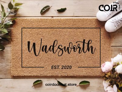 Custom Family Surname Doormat - Personalized Calligraphy Doormat - Customized Name Welcome Mat - Established Date - Home Decor