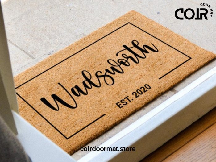 Custom Family Surname Doormat - Personalized Calligraphy Doormat - Customized Name Welcome Mat - Established Date - Home Decor