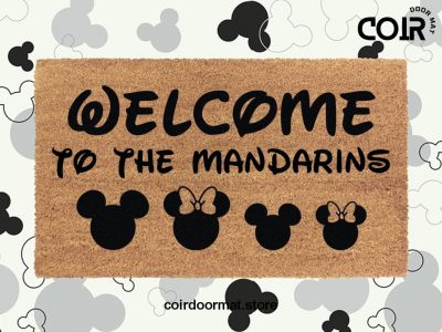 Disney Family Welcome Doormat -  Minnie Mickey Porch Mat - Disney Door Mats -  Disney Housewarming Gift - Custom Doormat