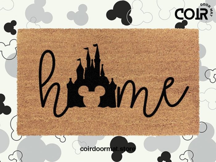 Disney Home Doormat With Castle - Disneyland - Disneyworld - Mickey Head - Welcome Door Mat - Housewarming Gift For Disney Lovers