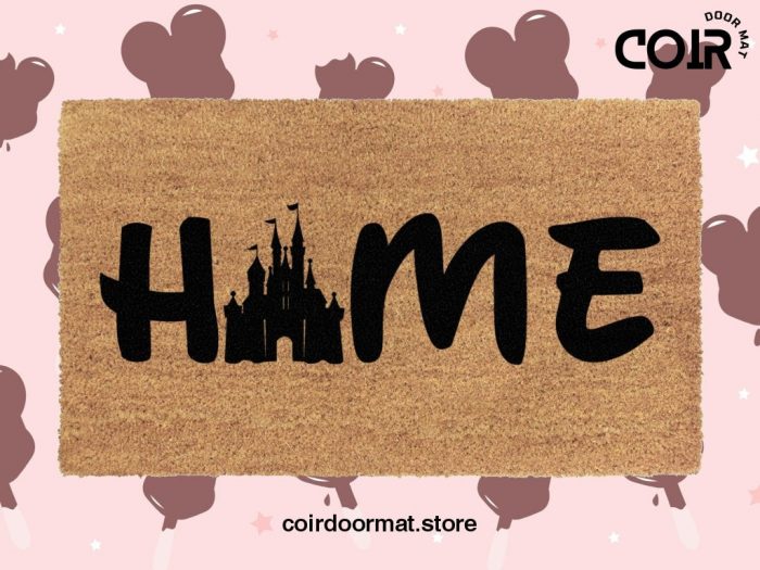 Disney Home Doormat - Disney World And Disney Land Castle - Disney Inspired Font - Welcome Door Mat - Couple Gifts