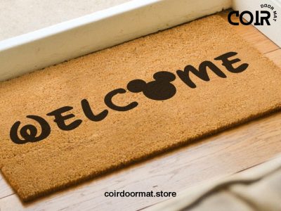 Disney Welcome Doormat - Coir Mat - Mickey Head - Disney Inspired Font - Cute Disney Lover Gifts