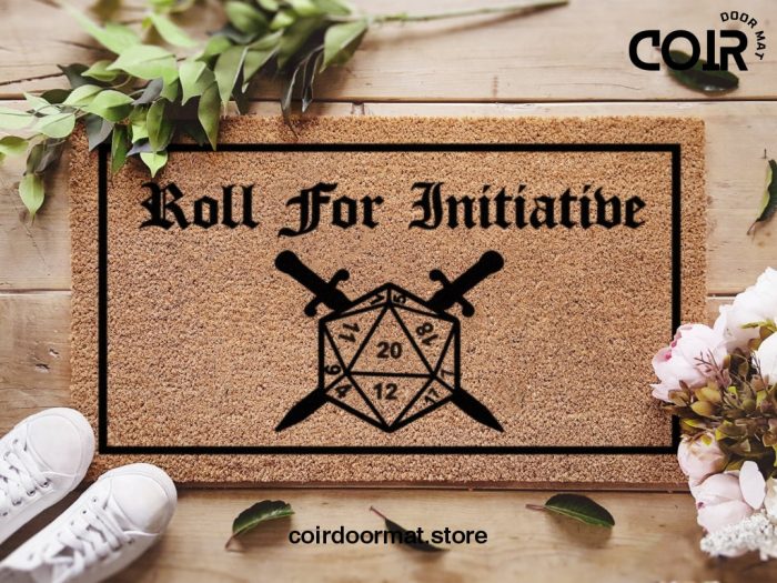 Dungeon And Dragons Initiative Doormat - D20 Dice - Custom Mats - Roll For Initiative Door Mat - Fandom Gift - Gifts For Him - Gifts For Her