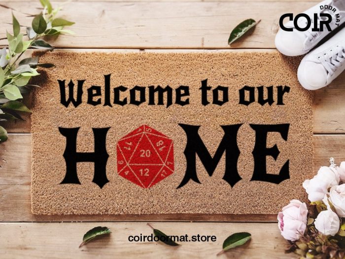 Dungeon Dragons Door Mat - Welcome To Our Home - D20 - DnD - Initiative Doormat - Custom Mats - Fandom Gifts - Gifts For Him - Gifts For Her