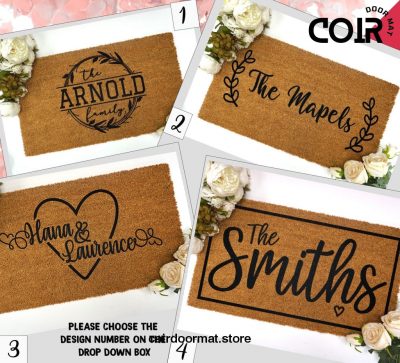 Engagement Gifts For Couple - Personalized Last Name Door Mat - Custom Doormat - Wedding Gift - Valentines Day - Galentines Day Gifts