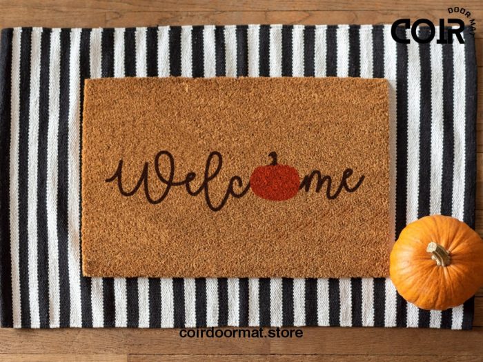 Fall Welcome Doormat - Pumpkin Doormat - Pumpkin Decor - Fall Decor - Fall Door Mat - Fall Rug - Porch Decorations - Seasonal Presents