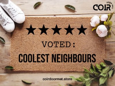 Funny Neighbour Doormat - Voted Coolest Neighbours - Custom Welcome Door Mat - Best Neighbors - Personalized Doormat - Funny Door Mat