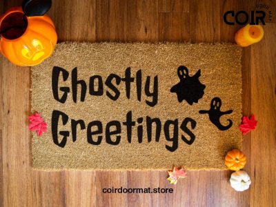 Ghostly Greetings Halloween Doormat - Fall Decor - Halloween Decorations - Halloween Decor - Porch Decor - Funny Door Mat - Ghost Doormat