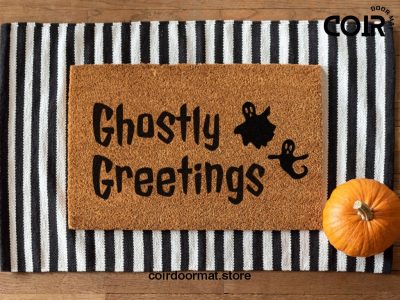 Ghostly Greetings Halloween Doormat - Fall Decor - Halloween Decorations - Halloween Decor - Porch Decor - Funny Door Mat - Ghost Doormat