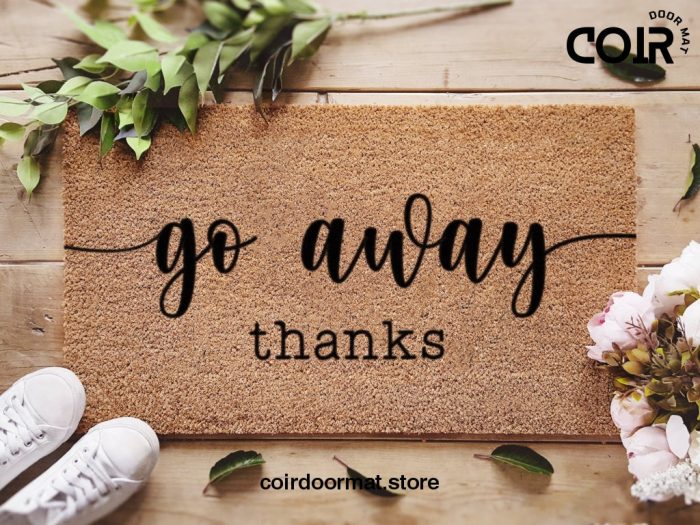 Go Away Thanks Door Mat - Minimalist Doormat - Funny Home Decor - Gifts For Him - Gifts For Her - Personalized Doormat - Funny Family Gift