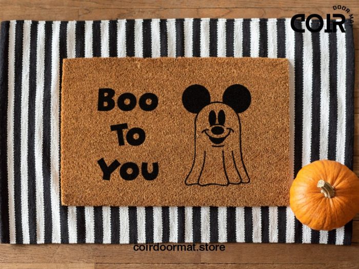 Halloween Disney Welcome Doormats - Mickey The Ghost - Funny Coconut Coir Mat - Housewarming Disney Gift