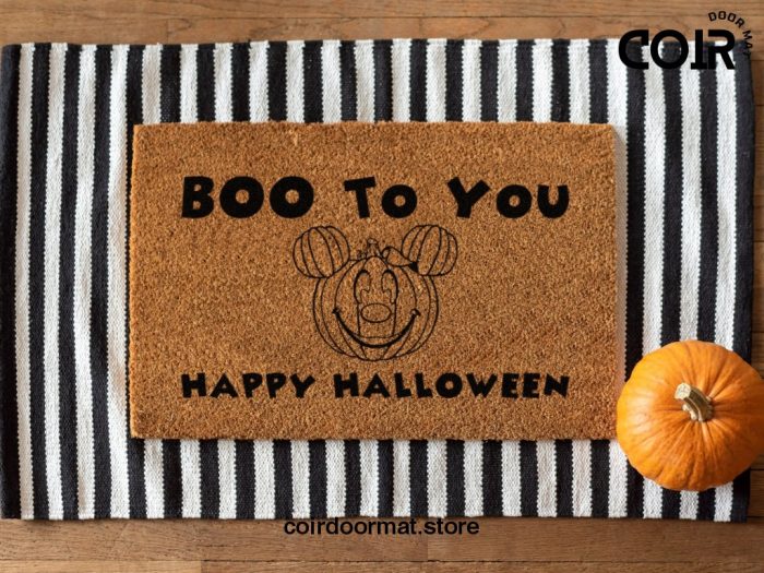 Halloween Mickey Head Pumpkin Doormat - Boo To You - Mickey The Pumpkin - Funny Coir  Mat - Housewarming Disney Gift