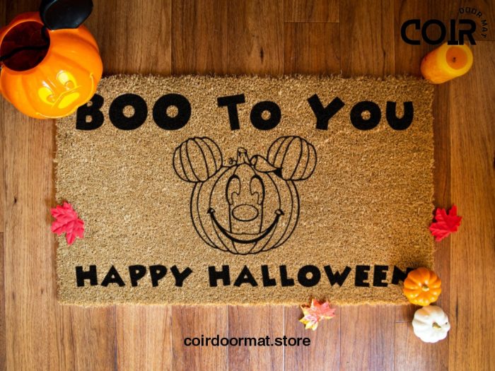 Halloween Mickey Head Pumpkin Doormat - Boo To You - Mickey The Pumpkin - Funny Coir  Mat - Housewarming Disney Gift