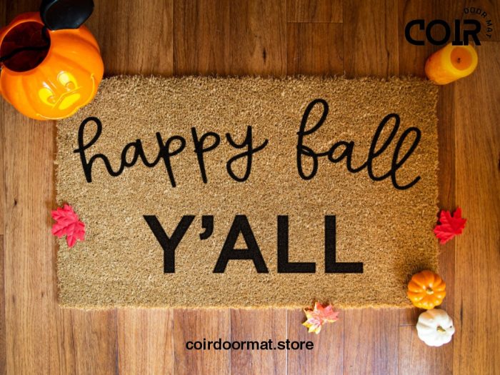 Happy Fall Y'All Doormat - Fall Decor - Fall Decorations - Fall - Halloween Decor - Porch Decor - Fall Home Decor