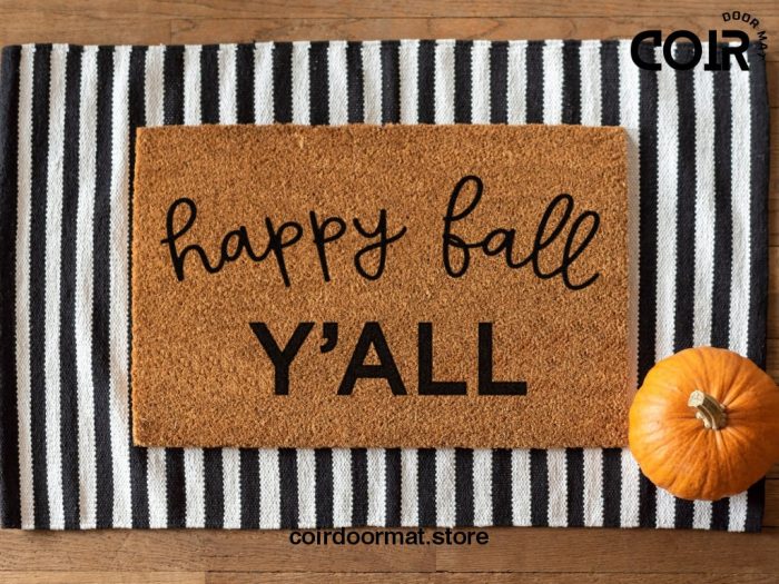 Happy Fall Y'All Doormat - Fall Decor - Fall Decorations - Fall - Halloween Decor - Porch Decor - Fall Home Decor