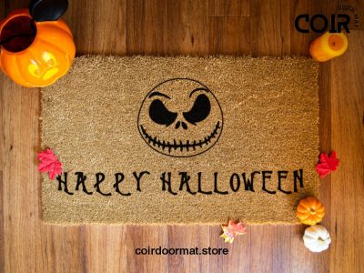 Happy Halloween Welcome Doormat - Skull Head - Seasonal Coir  Mat - Housewarming Disney Gift - Fall