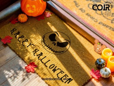 Happy Halloween Welcome Doormat - Skull Head - Seasonal Coir  Mat - Housewarming Disney Gift - Fall