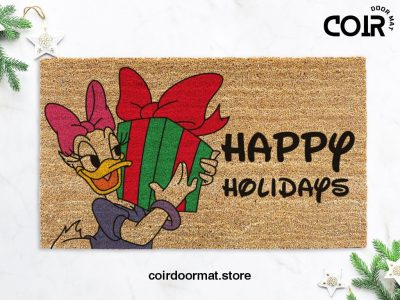 Happy Holidays Disney Doormat - Daisy Duck - Welcome Mat - Happy New Year Doormat - Disney Decor - Disney Housewarming Gift - Disney Gift