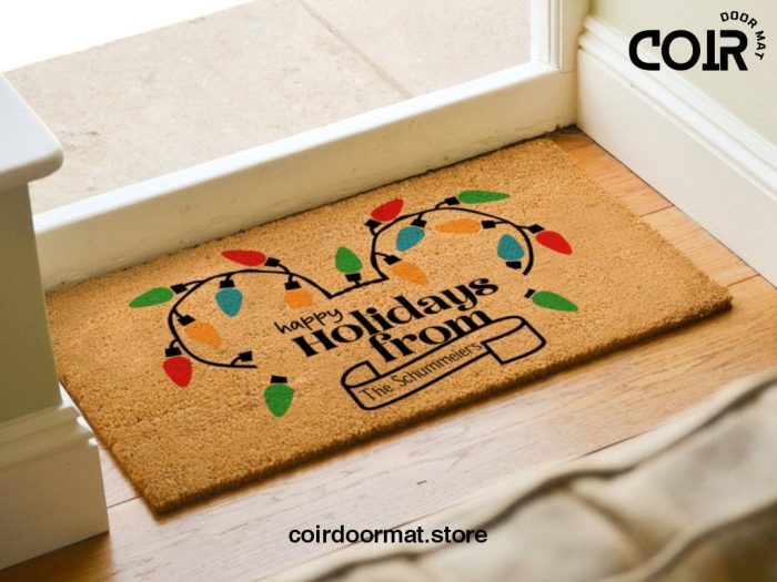 Happy Holidays Doormat - Disney Christmas - Holiday Outdoor Porch Decor - Disney Christmas Decorations