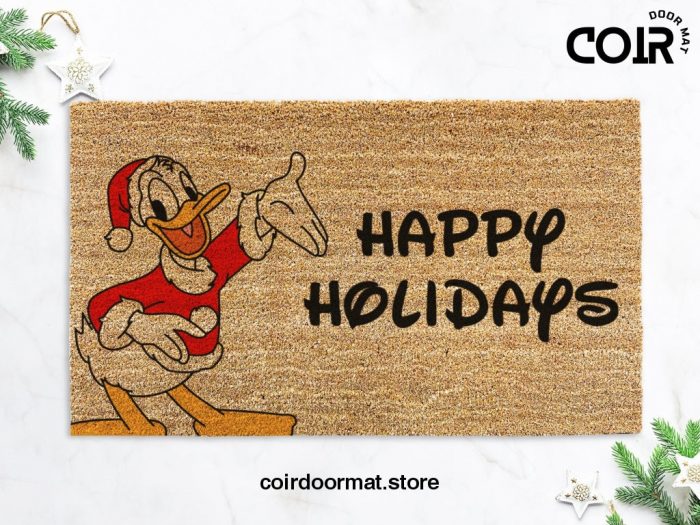 Happy Holidays Doormat - Mickey Welcome Mat - Donald Duck - Happy New Year Doormat - Disney Home Decor - Disney Housewarming Gift