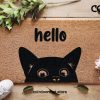 Hello Cat Welcome Doormat - Animal Lovers - Cat Lover - Doormat for Pet Lovers - Custom Coir Mat - Home Decor - Gift Ideas