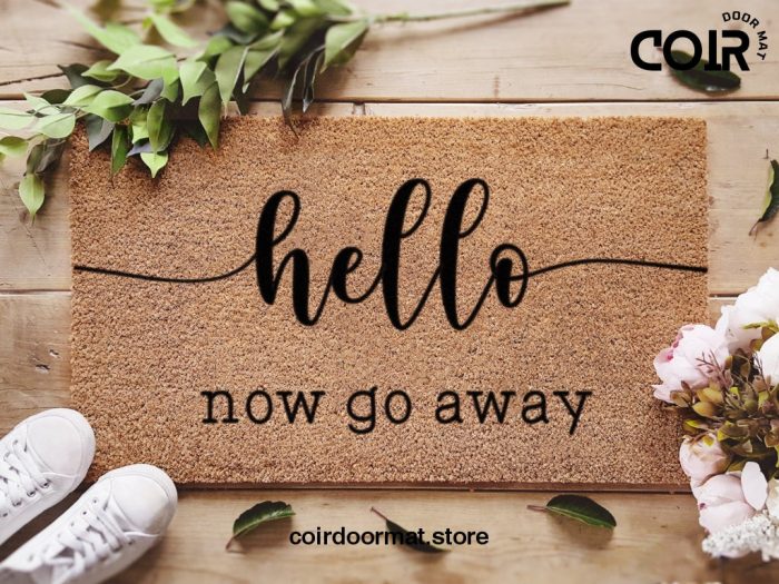 Hello Now Go Away Funny Mat - Minimalist Doormat - Home Decor - Gifts For Him - Gifts For Her - Personalized Doormat - Funny Family Gift