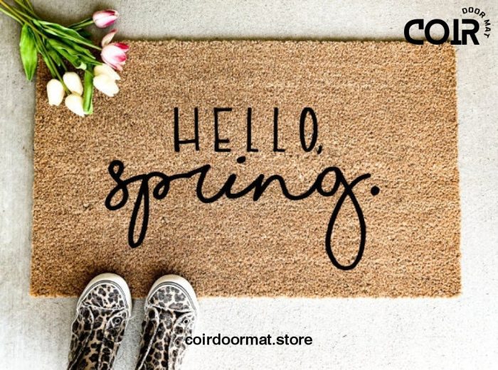 Hello Spring, Doormat, Welcome mat, Spring Decor, Spring Doormat, Easter Doormat, Front Porch Decor, Entryway Decor, Home Decor,Housewarming