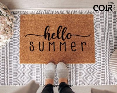 Hello Summer Doormat, Summer Decor, Welcome Mat, Front Door Mat, Birthday Gift Best Friend Gift, Outdoor Furniture Outdoor Decor Porch Decor