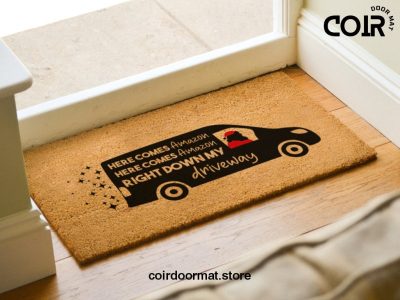 Here Comes Amazon - Funny Christmas Doormat - Funny Holiday Door Mat - Christmas Welcome Mat - Christmas Decor - Holiday Decor - Funny Gift