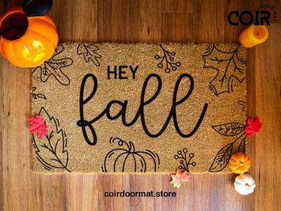 Hey Fall Doormat - Porch Decor - Fall Decor - Welcome Mat - Fall Doormat - Fall Door Mat - Fall Rug - Porch Decorations - Fall Doormat