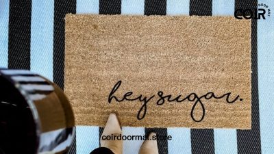 Hey Sugar, Doormat, Welcome Mat, Entryway Rug, Front Porch Decor, Front Door, Valentines, Housewarming, Best Friend Gift, Wedding, Under 50