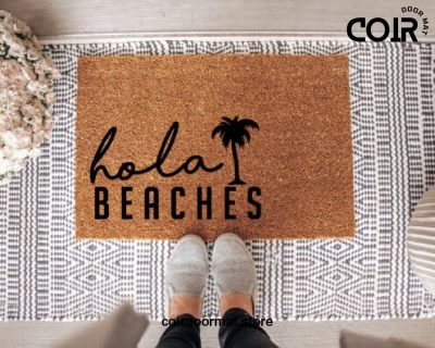 Hola Beaches Door Mat Outdoor Rug Entryway Rug Welcome Mat Beach House Decor Beach Doormat Gifts under 50 Summer Doormat Funny Doormat